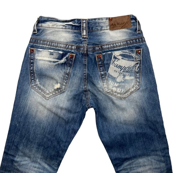 Rare Andy Warhol Campbell's Soup Distressed Capris 28 18 Hard to Find - Picture 7 of 9